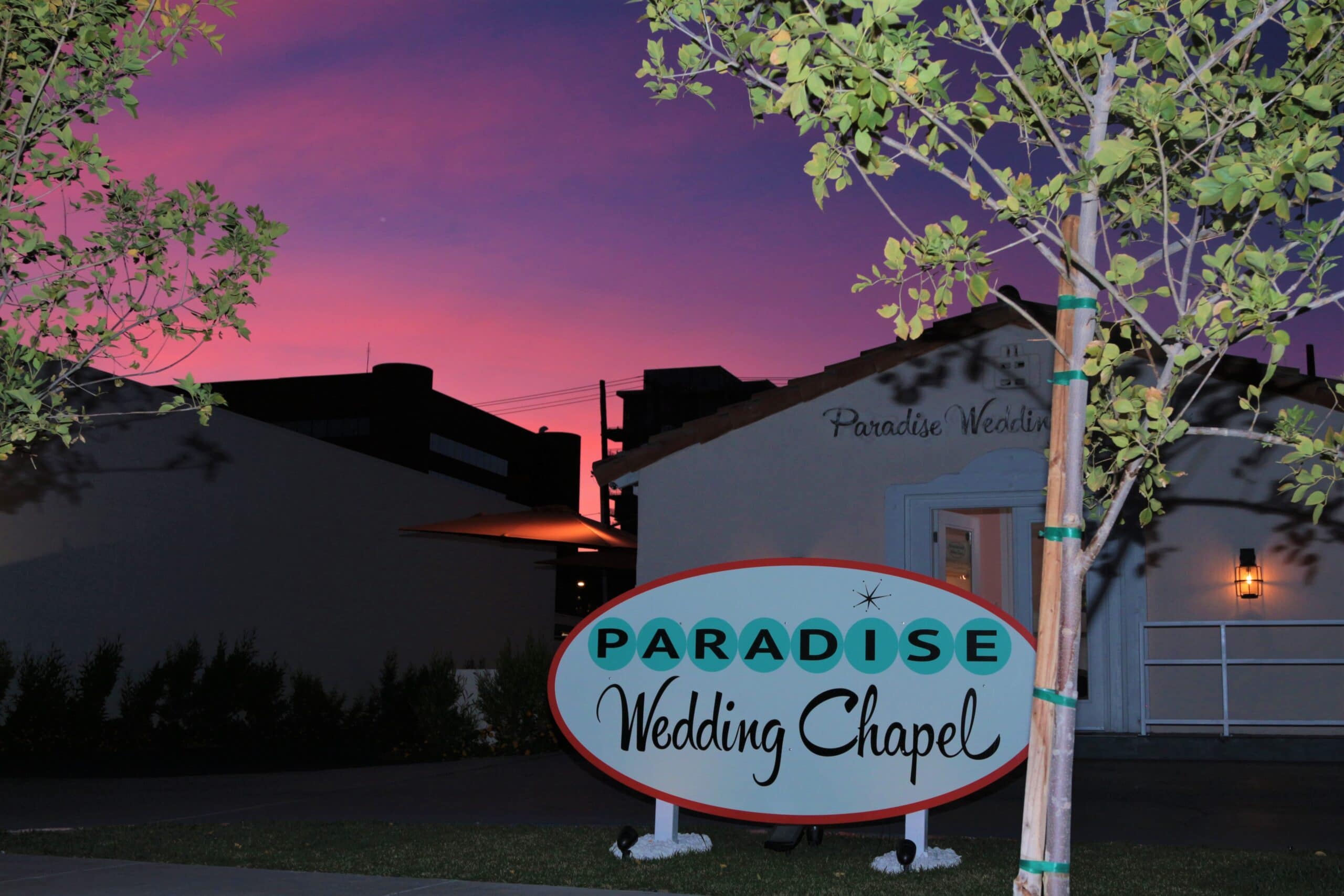 Las Vegas Paradise Wedding Chapel Night