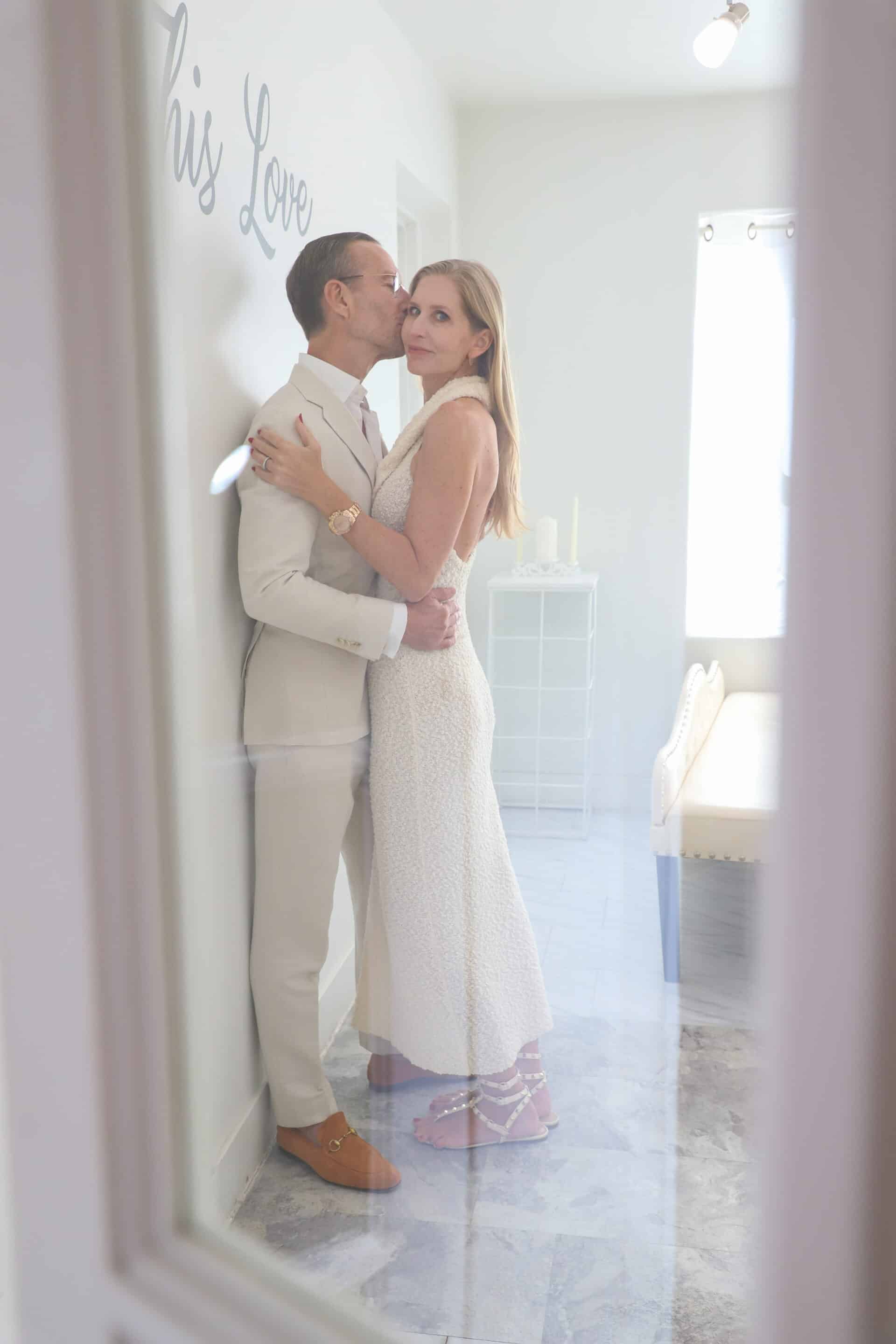 Bride and groom standing together during ceremony Las Vegas