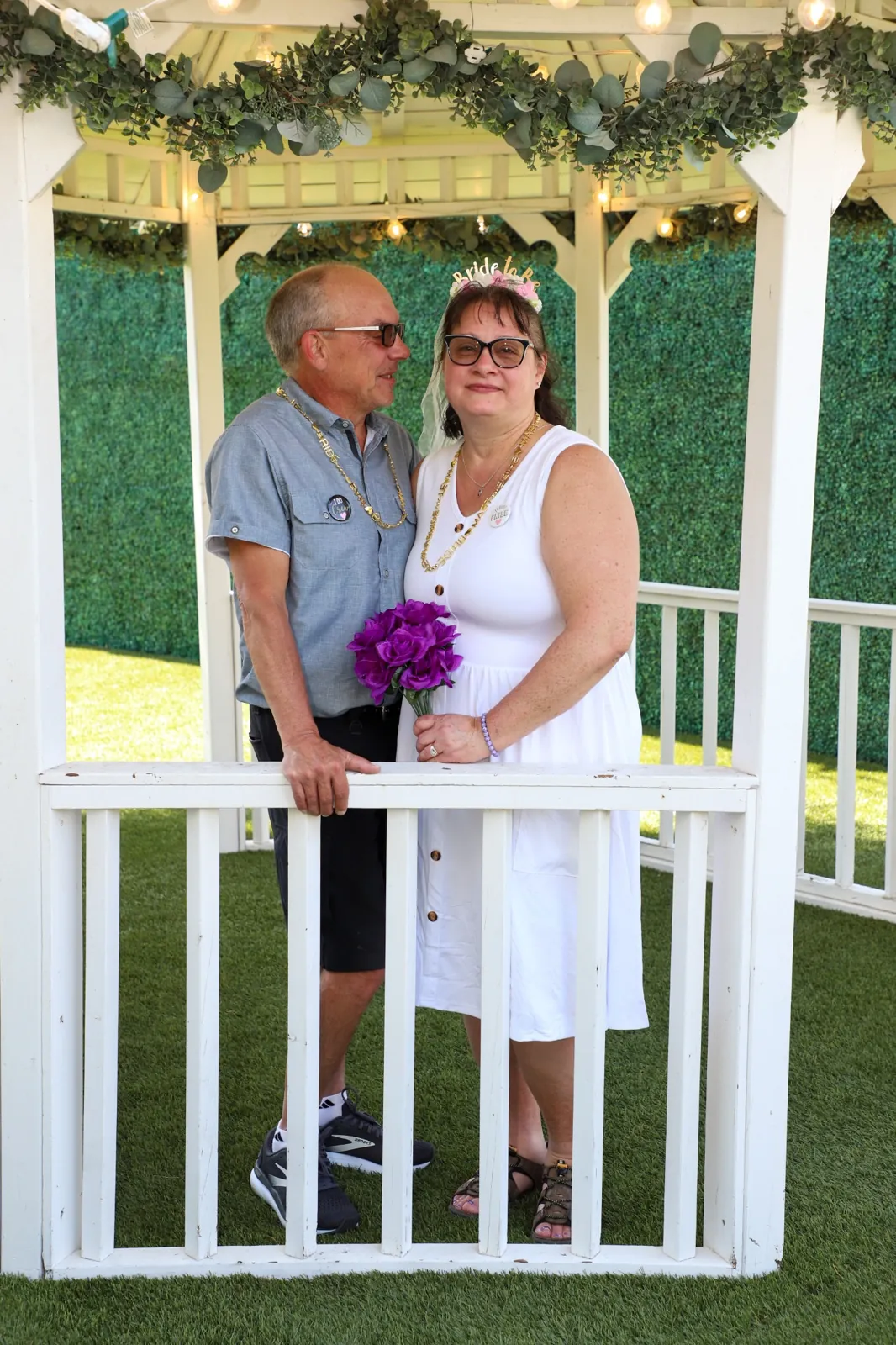 Outdoor gazebo wedding ceremony Las Vegas wedding chapel same day wedding