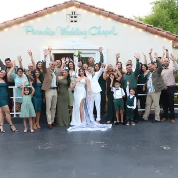LGBTQ couple exchanging vows same day wedding Las Vegas wedding chapel