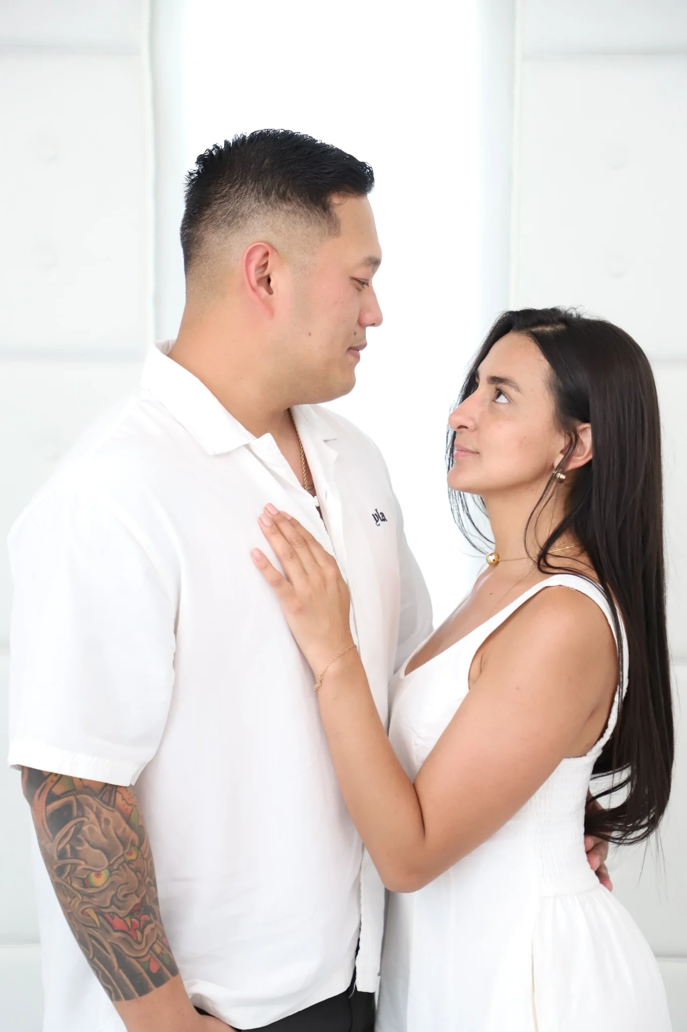 Bride and groom portrait inside Las Vegas wedding chapel